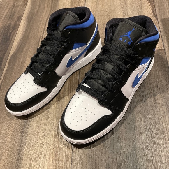 Air Jordan 1 Mid White Racer Blue Black 554725-140 - Picture 5 of 14